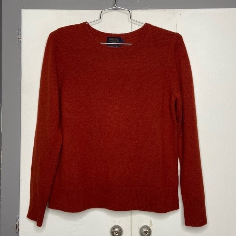 Vintage Pendleton Orange Washable Wool Crew Neck Pullover Sweater Adult Men’s L